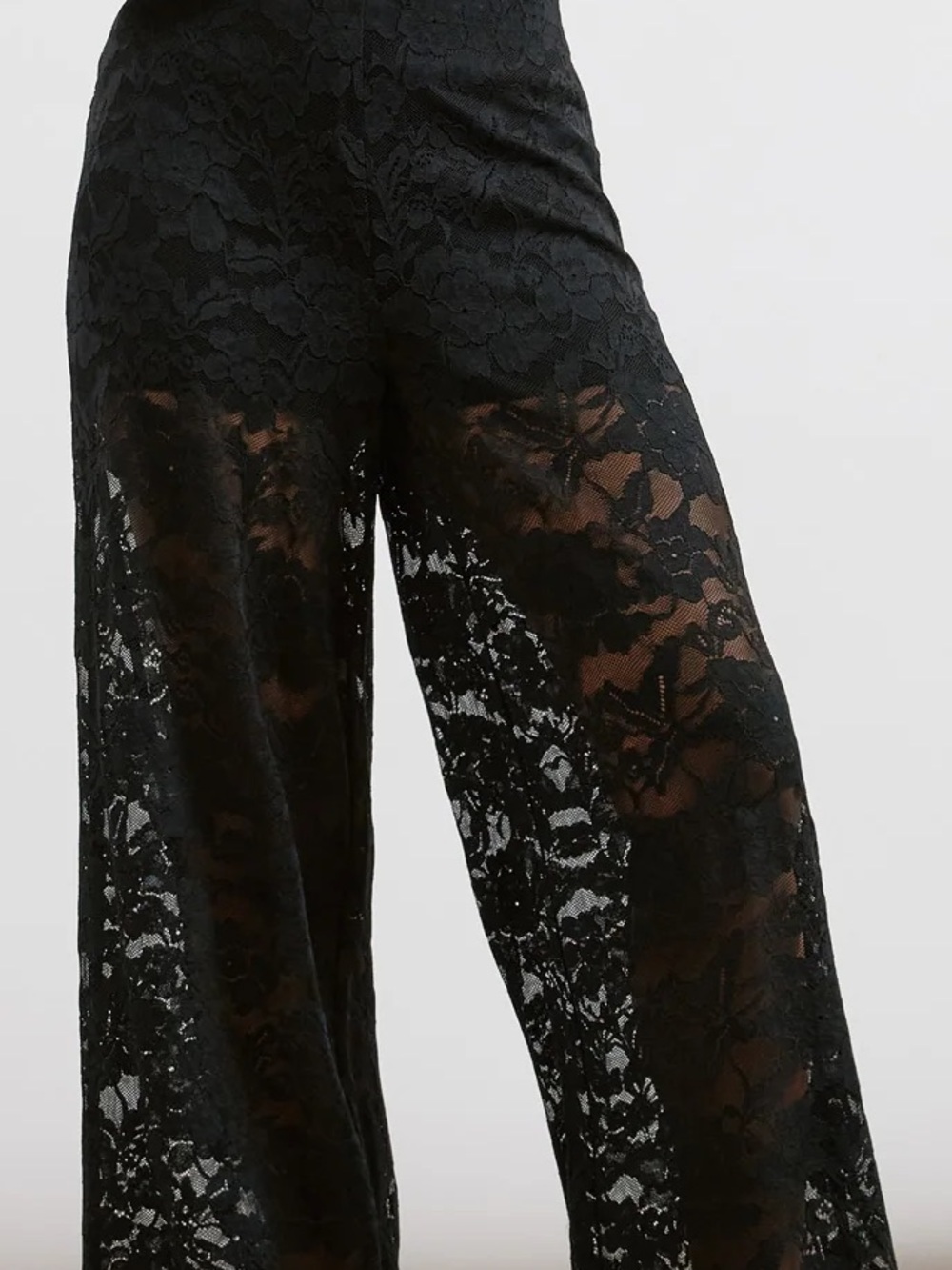 LIU JO Lace Sheer Cropped Wide Leg Bermudas Pants